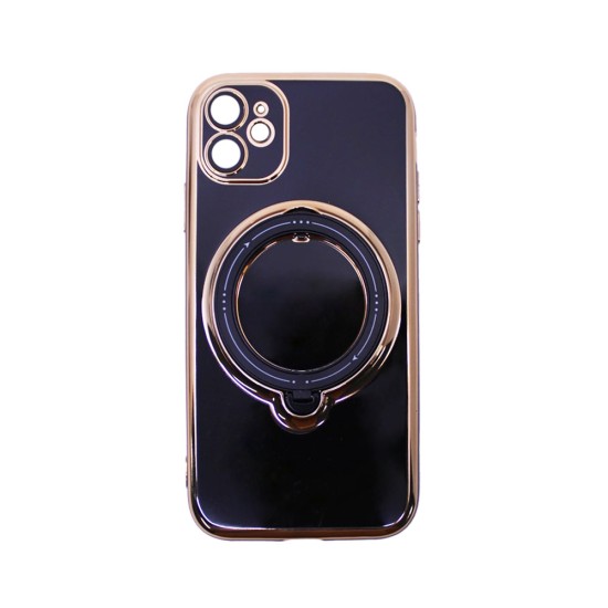 Hard Silicone Case with Camera Shield and Support Ring for Apple iPhone 11 Black Hard Silicone Case with Camera Shield and Support Ring for Apple iPhone 11 Black
